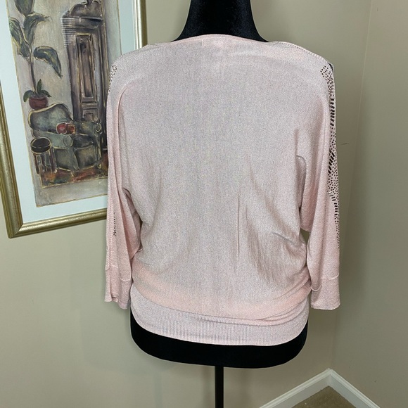 Dress Barn Pink Sweater w/Cold Shoulder Sleeves - Picture 4 of 8